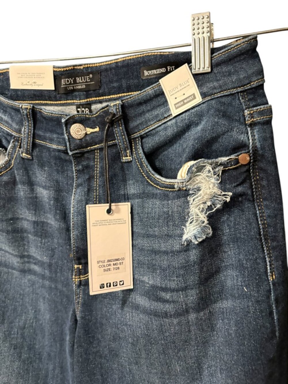 Judy Blue High Waist Boyfriend Fit Distressed Jeans - Picture 4 of 7